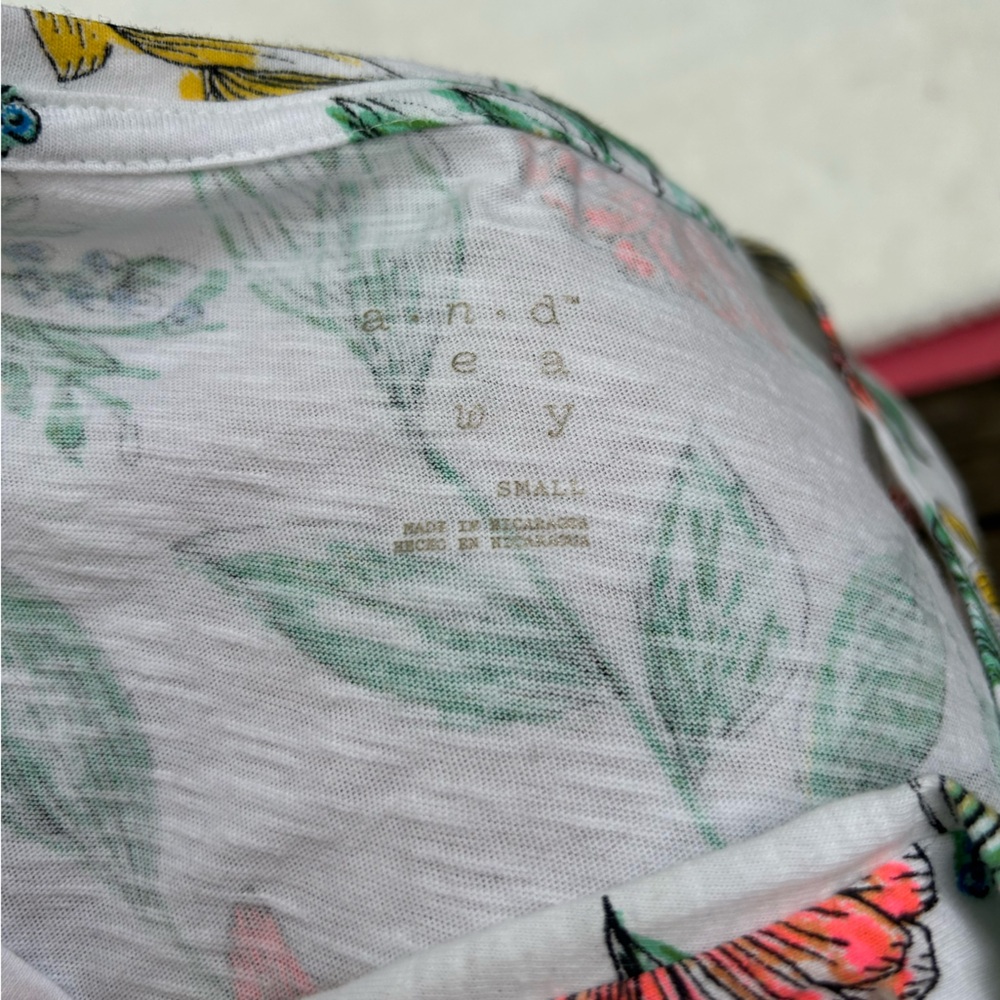 a new day White Floral Tank Top with Green Leaves and Pink Flowers